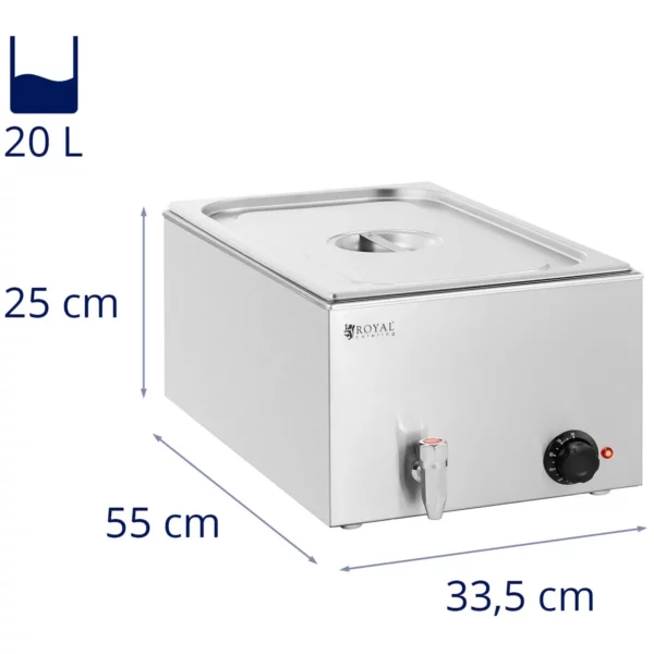 Bain Marie - 640 W - GN 1/1 děrovaná pánev - vypouštěcí kohoutek - Image 7