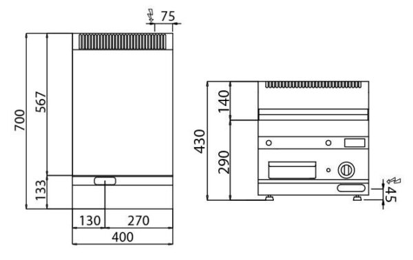 Elektrická deska - 3,6 kW - hladká - včetně podstavce s 1 dvířky - Image 2