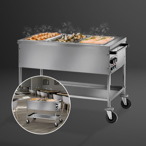 Bain-Marie termo vozík - 3x GN 1/1 - teplotu bazénu lze regulovat samostatně - Image 4