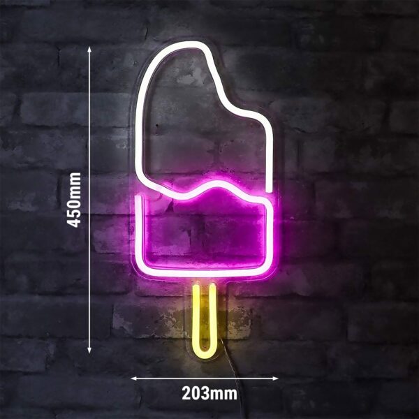 LED světelný nápis - Zmrzlina - bílá/růžová/žlutá - 450x203mm - Image 2