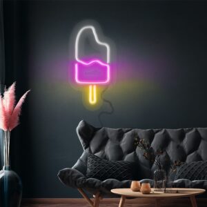 LED světelný nápis - Zmrzlina - bílá/růžová/žlutá - 450x203mm
