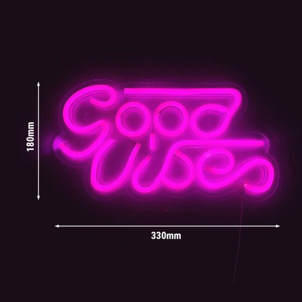 LED světelný nápis - Good Vibes 1 - Růžový - 330x180mm - Image 2