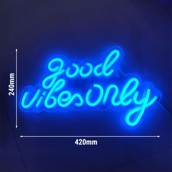 LED světelný nápis - Good Vibes Only - Modrý - 420x240 mm - Image 2