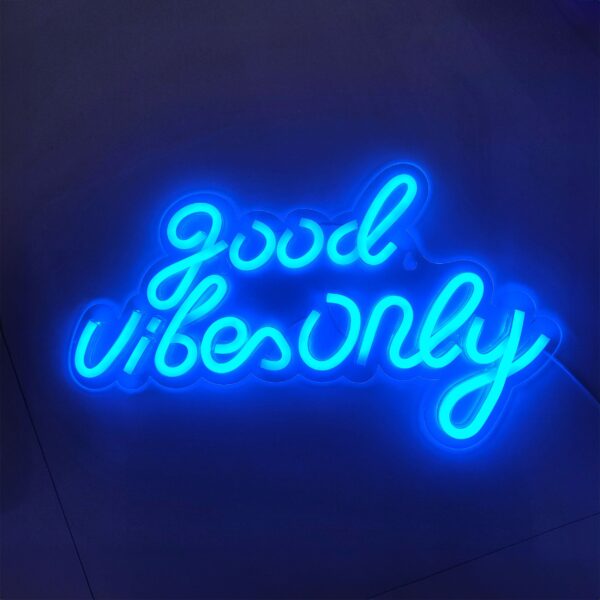 LED světelný nápis - Good Vibes Only - Modrý - 420x240 mm - Image 3