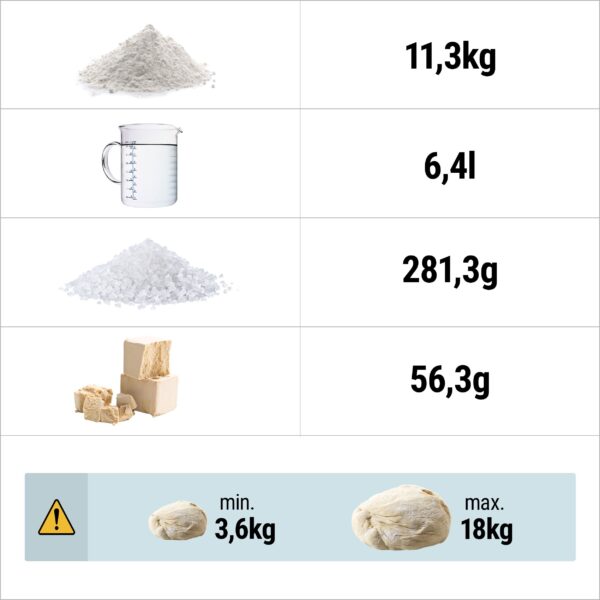 Stroj na těsto - 22 litrů / 18 kg - 2 rychlosti - s pevnou mísou - funkce časovače - Image 9