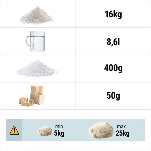 Stroj na těsto - 33 litrů / 25 kg - 1 rychlost - odnímatelná mísa a sklopné míchadlo - funkce časovače - Image 9