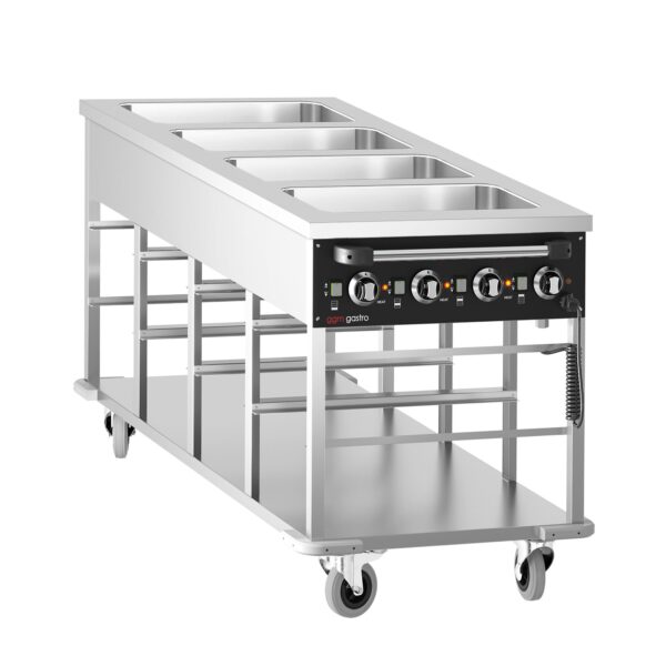 Bain-Marie termo vozík - 4 x GN 1/1 - teplotu bazénu lze regulovat samostatně