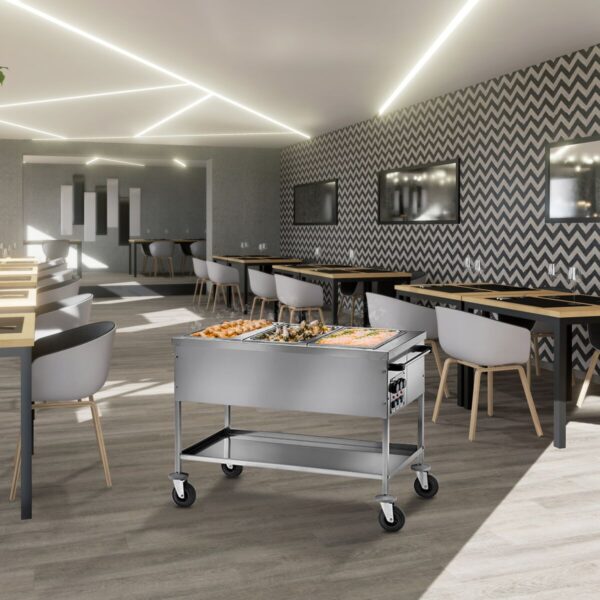Bain-Marie termo vozík - 3x GN 1/1 - teplotu bazénu lze regulovat samostatně - Image 6