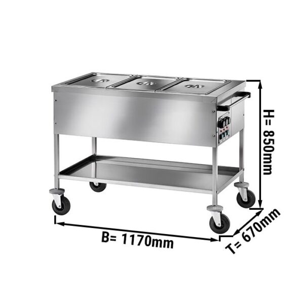 Bain-Marie termo vozík - 3x GN 1/1 - teplotu bazénu lze regulovat samostatně - Image 2