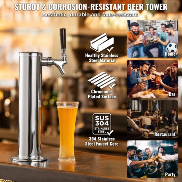 Sada pivní věže VEVOR Kegerator, sada pro konverzi piva s jedním kohoutkem, dávkovač sudů na pivo z nerezavějící oceli s dvojitým regulátorem W21.8 a spojkou S System pro domácí večírky - Image 5