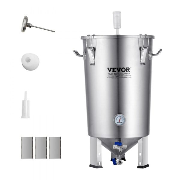 Systém vaření piva VEVOR Zařízení na vaření piva nerez 30 l fermentor piva, varný kbelík fermentor na vaření, příslušenství pro domácí vaření s podstavcem, kotlík na vývar včetně víka, rukojeť, ventil, kohoutek