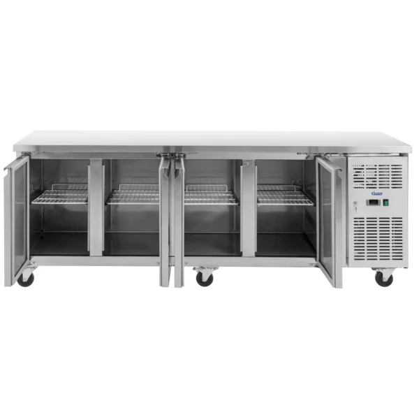 Chladiaci stôl na kolieskach - 550 l - 4 priehradky - 223 x 70 cm - Trieda B - ušľachtilá oceľ - Royal Catering - Image 3