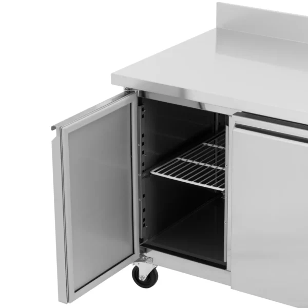 Chladiaci stôl na kolieskach - 550 l - 4 priehradky - 223 x 70 cm - trieda B - zadný panel - ušľachtilá ocel - Royal Catering - Image 4