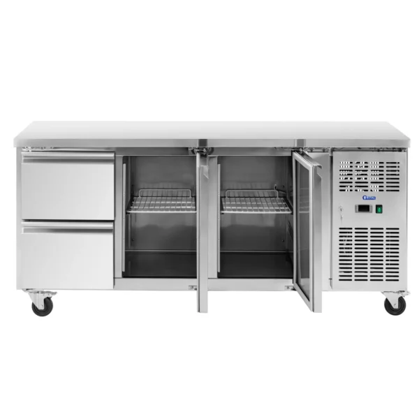 Chladiaci stôl na kolieskach - 410 l - 2 priehradky / 2 zásuvky - 179,5 x 70 cm - Trieda B - ušľachtilá oceľ - Royal Catering - Image 4