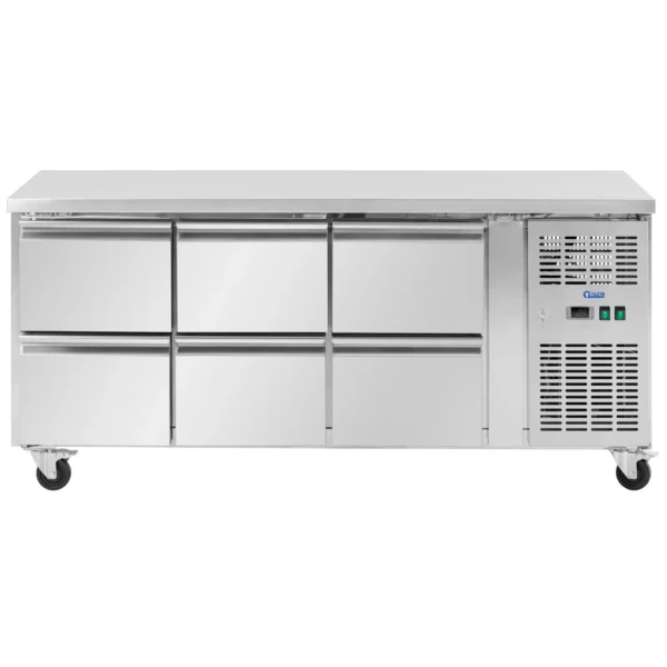 Chladiaci stôl na kolieskach - 410 l - 6 zásuviek - 179,5 x 70 cm - Trieda B - ušľachtilá oceľ - Royal Catering - Image 3