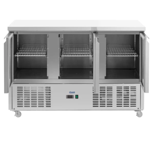 Chladiaci stôl na kolieskach - 360 l - 3 priehradky - 137 x 70 cm - Trieda C - ušľachtilá oceľ - Royal Catering - Image 3