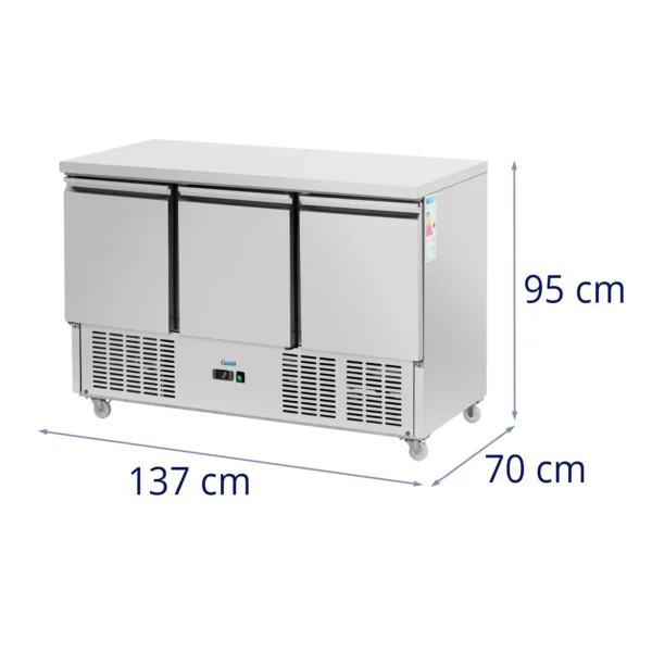 Chladiaci stôl na kolieskach - 360 l - 3 priehradky - 137 x 70 cm - Trieda C - ušľachtilá oceľ - Royal Catering - Image 2
