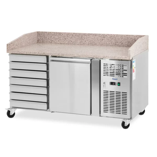 Chladiaci stôl na kolieskach - 165 l - 1 priehradka - 7 zásuviek - 151 x 80 cm - trieda B - ušľachtilá oceľ - Royal Catering - Image 5