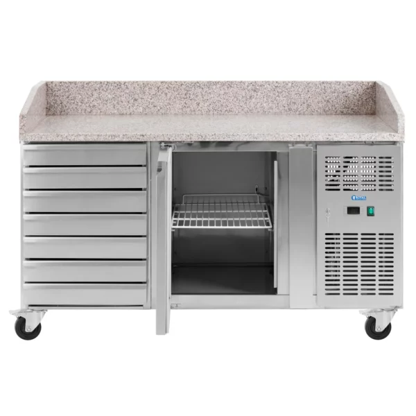 Chladiaci stôl na kolieskach - 165 l - 1 priehradka - 7 zásuviek - 151 x 80 cm - trieda B - ušľachtilá oceľ - Royal Catering