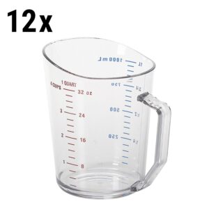 (12 kusů) CAMBRO | CAMWEAR® - Polykarbonátová odměrka se stupnicí - 1 litr - Čirý