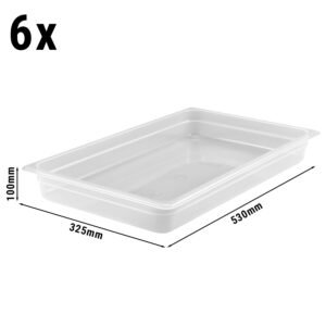 (6 kusů) CAMBRO | CAMWEAR® - Polypropylenová GN nádoba 1/1 - mléčná - hloubka 100 mm