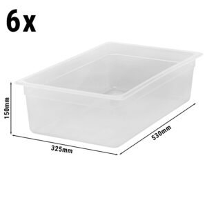 (6 kusů) CAMBRO | CAMWEAR® - Polypropylenová GN nádoba 1/1 - mléčná - hloubka 150 mm