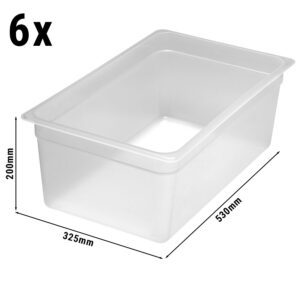 (6 kusů) CAMBRO | CAMWEAR® - Polypropylenová GN nádoba 1/1 - mléčná - hloubka 200 mm