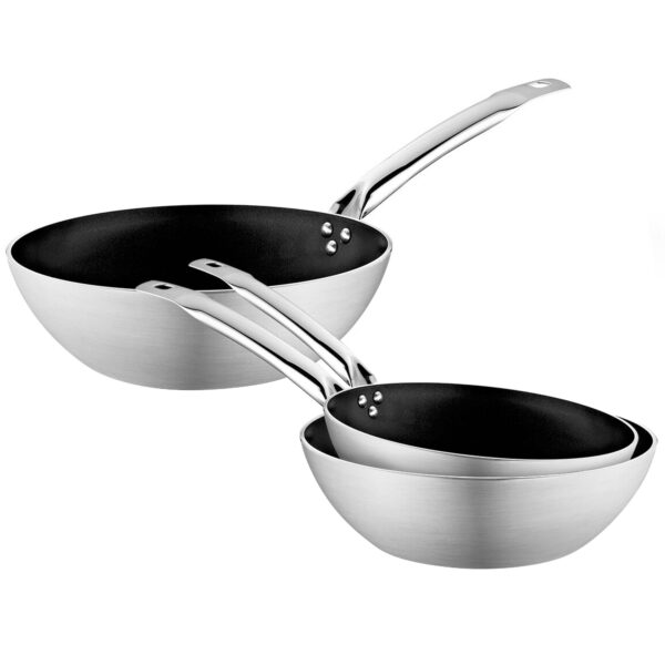 (3 kusy) set panvíc wok - 3 kusy vyrobené z hliníka