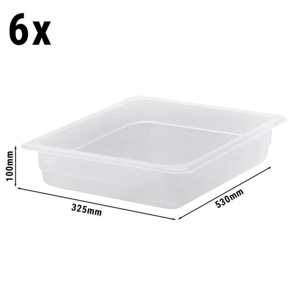 (6 kusů) CAMBRO | CAMWEAR® - Polypropylenová GN nádoba 1/2 - mléčná - hloubka 65 mm