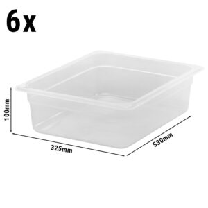 (6 kusů) CAMBRO | CAMWEAR® - Polypropylenová GN nádoba 1/2 - mléčná - hloubka 100 mm