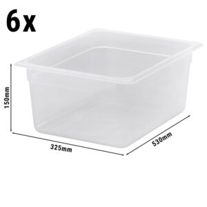 (6 kusů) CAMBRO | CAMWEAR® - Polypropylenová GN nádoba 1/2 - mléčná - hloubka 150 mm
