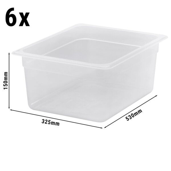 (6 kusů) CAMBRO | CAMWEAR® - Polypropylenová GN nádoba 1/2 - mléčná - hloubka 150 mm