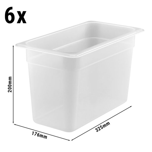 (6 kusů) CAMBRO | CAMWEAR® - Polypropylenová GN nádoba 1/3 - mléčná - hloubka 200 mm