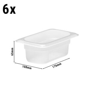 (6 kusů) CAMBRO | CAMWEAR® - Polypropylenová GN nádoba 1/9 - mléčná - hloubka 65 mm