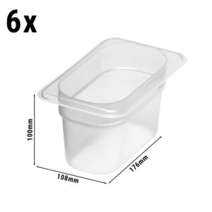 (6 kusů) CAMBRO | CAMWEAR® - Polypropylenová GN nádoba 1/9 - mléčná - hloubka 100 mm