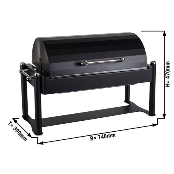 Elektrický chafing - GN 1/1 - s rolovacím víkem - černý