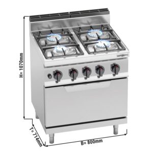 Plynový sporák - 21,5 kW - 4 horáky - vrátane elektrickej rúry statickej - 7,5 kW