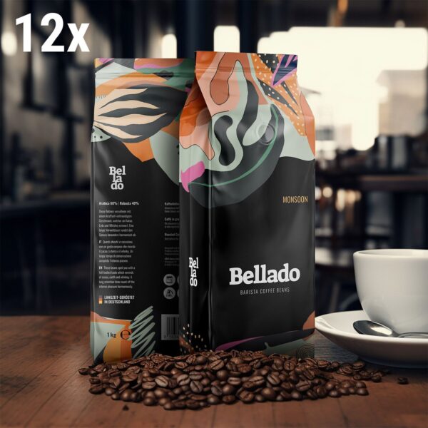 BELLADO | Kávová zrna "Monsoon" - 12x 1kg - 60% Arabica a 40% Robusta - Image 7