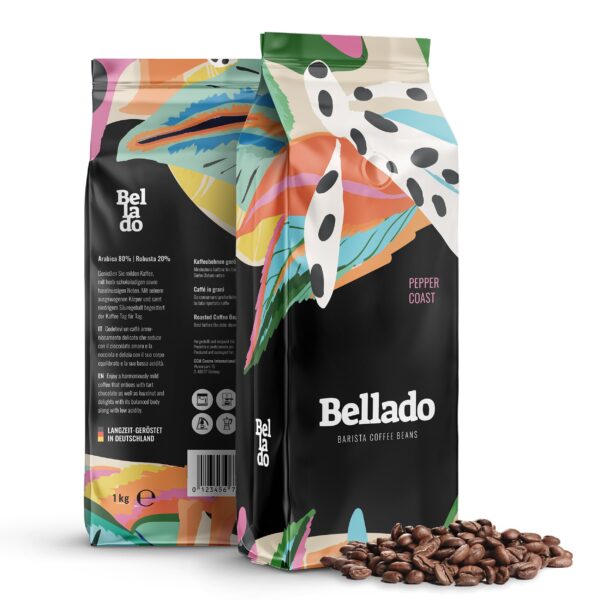 BELLADO | Kávová zrna "Pepper Coast" - 24x 1kg - 80% Arabica a 20% Robusta