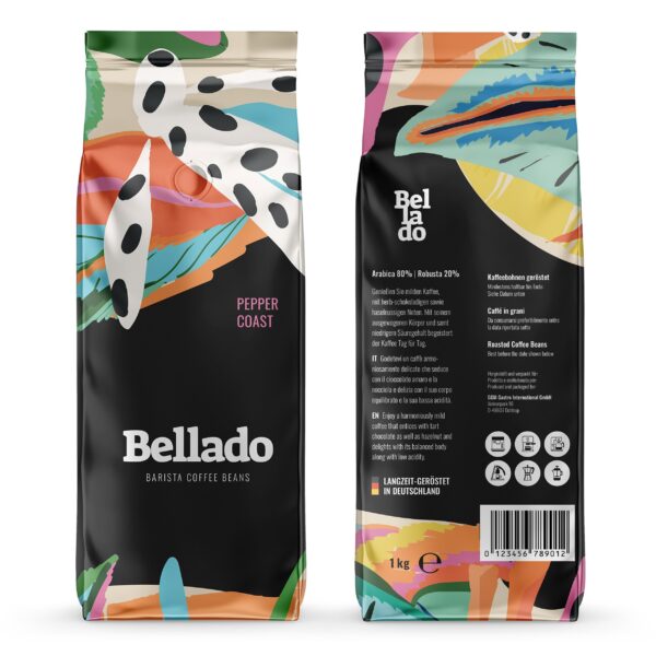 BELLADO | Kávová zrna "Pepper Coast" - 24x 1kg - 80% Arabica a 20% Robusta - Image 3