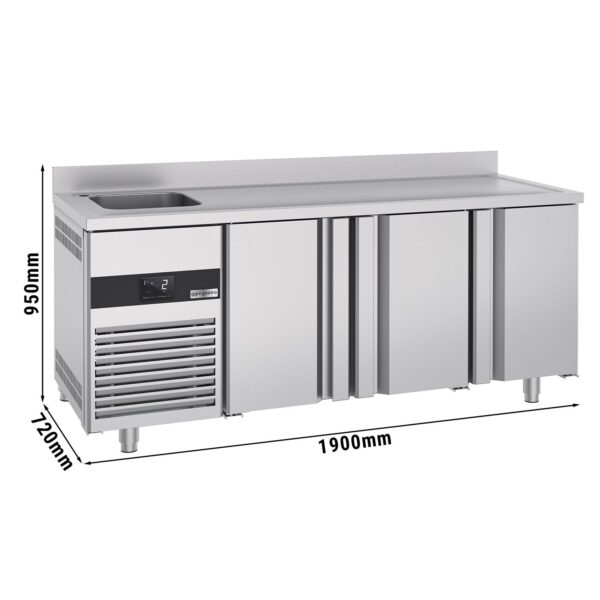Chladiaci stôl PREMIUM - 1900x700mm - s 3 dvierkami, 1 umývadlom vľavo a podstavcom - Image 11