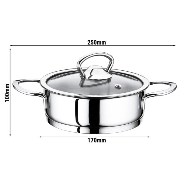 Mini nerezový kastról s pokrievkou - Ø 160 mm - výška 50 mm - 1,00 litra