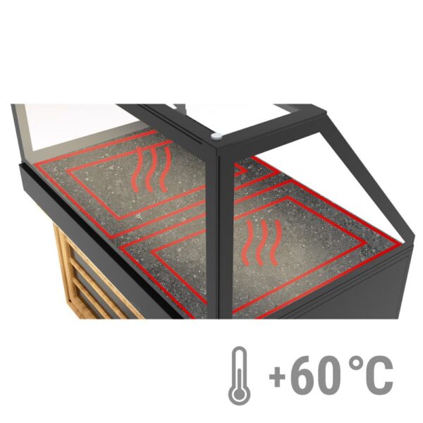 Ohřívací pult OSLO - 1300mm - dřevěné čelo - vyhřívaná deska - Image 4