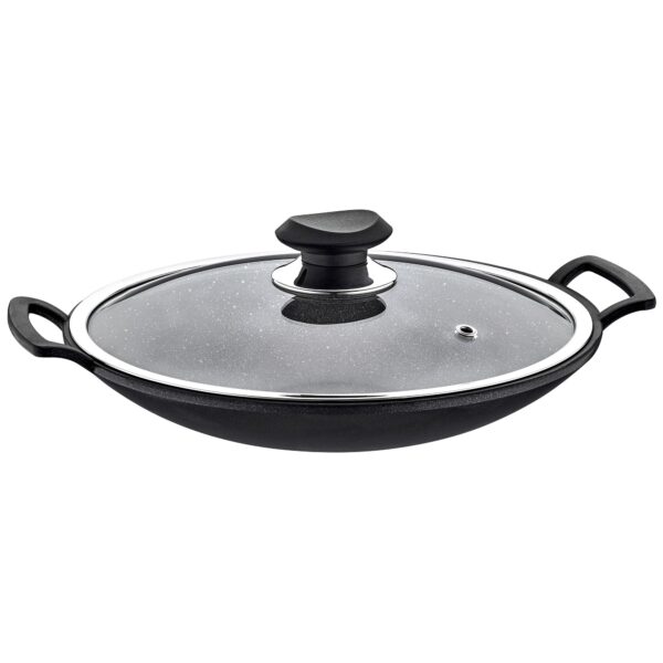 Wok Ø 340 mm nepriľnavý so sklenenou pokrievkou - Image 3