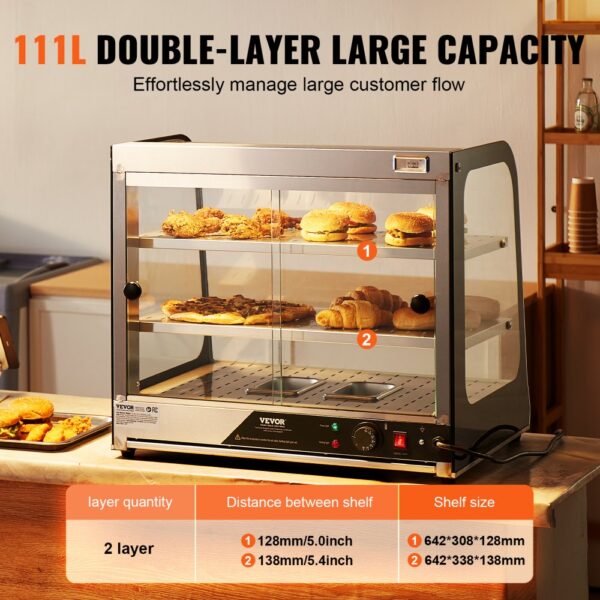 VEVOR 2-stupňové kleště na ohřívače potravin na pizzu 850 W 111 l - Image 3