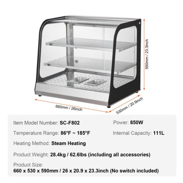 VEVOR 2-stupňové kleště na ohřívače potravin na pizzu 850 W 111 l - Image 7