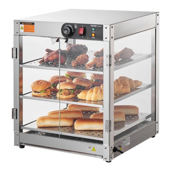 VEVOR 3-stupňový komerční ohřívač potravin Osvětlení skříněk na pizzu 800W