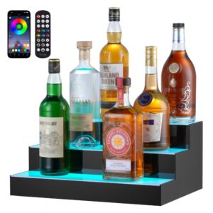 VEVOR barový regál na víno LED osvětlení nástěnný 3-patrový 40 cm displej