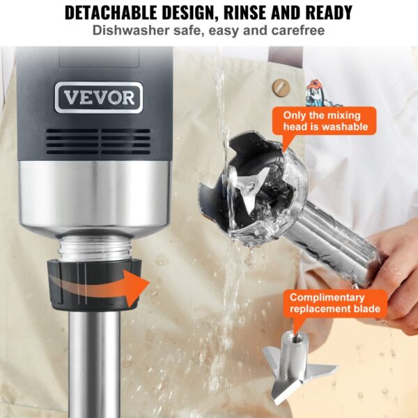 VEVOR Puree Blender elektrický tyčový mixér 750 W, vysokovýkonný mixér s nastavitelnou rychlostí, nerezový víceúčelový tyčový mixér 855 mm, odnímatelná míchací tyč, včetně nástěnného háku a výměnné hlavice čepele - Image 4