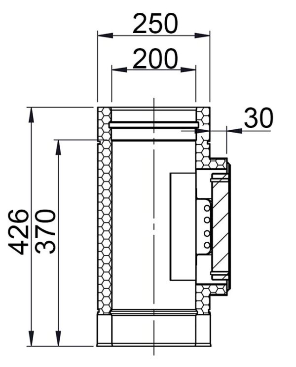 Čistiaca hladká rúra s boxom - vyrobená z nerezovej ocele - Ø 200 mm